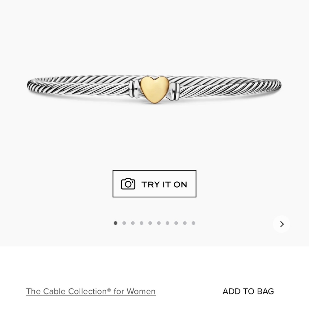 Cable Collection Silver and Gold Heart Bracelet